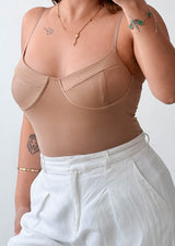 S-M Nude Structured Corset Bodysuit