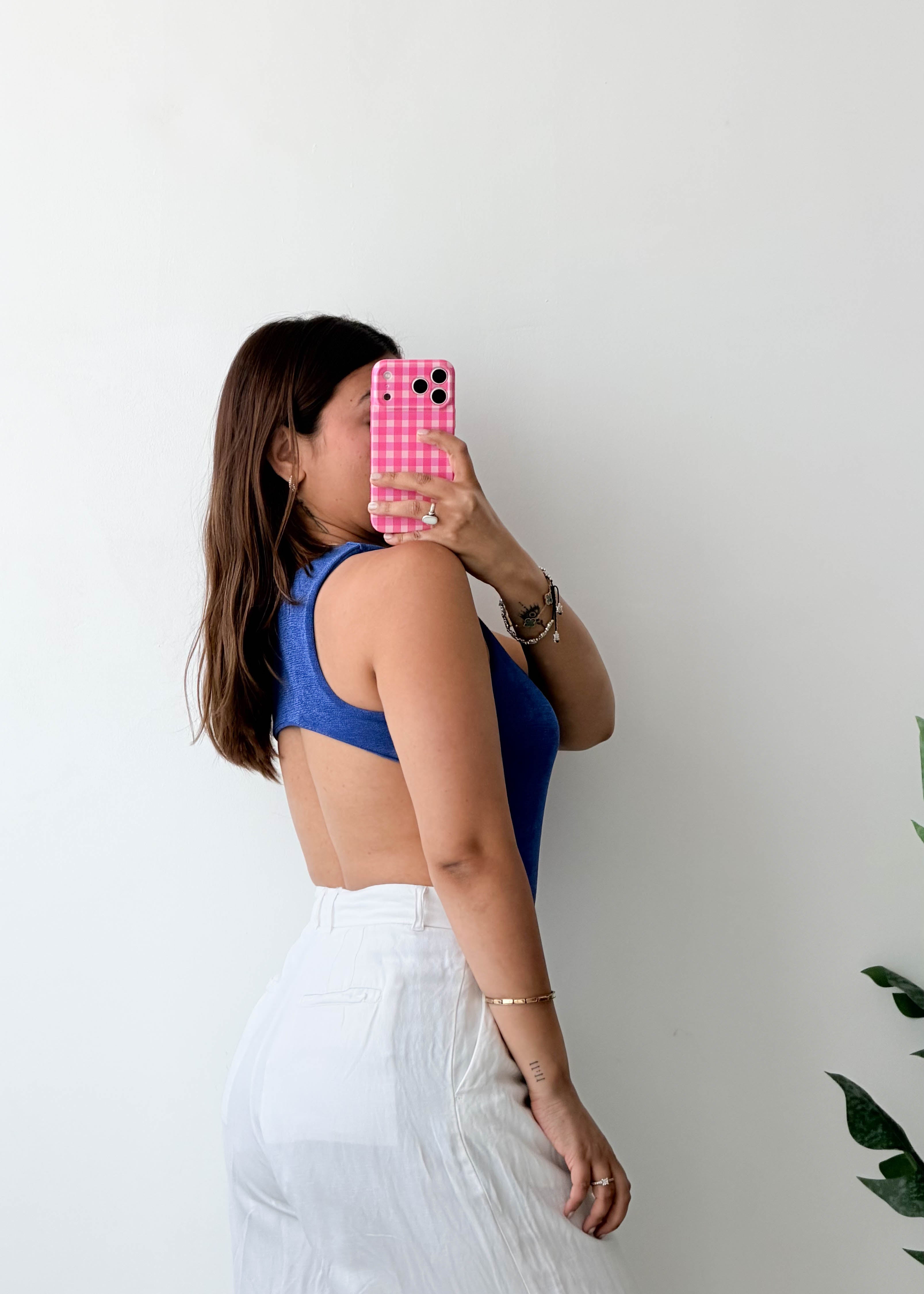 Size S-M Royal Blue Open Back Bodysuit