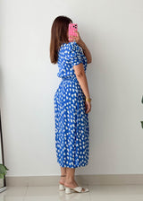 Size M-L Blue Heart Print Midi Dress