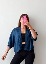 Free Size Navy Open Front Shrug