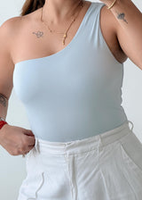 Size S-M Powder Blue One-Shoulder Bodysuit