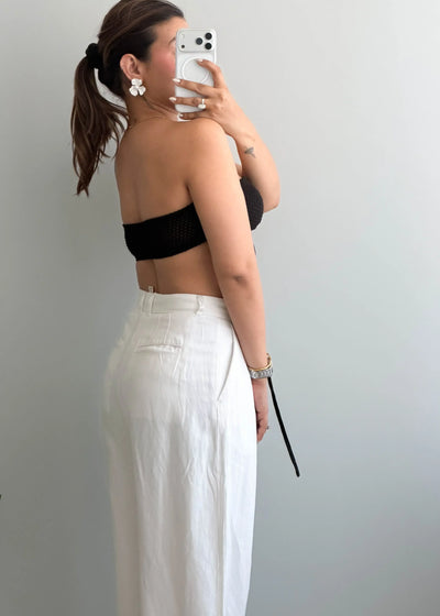 Size XS-S, Black Bandeau Tie-Front Crop Top - Closet by Payal