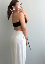 Size XS-S, Black Bandeau Tie-Front Crop Top - Closet by Payal