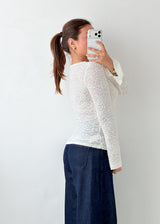 Size S-M White Textured Lace Top