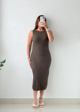Size XS-S Olive Ribbed Knit Midi Dress
