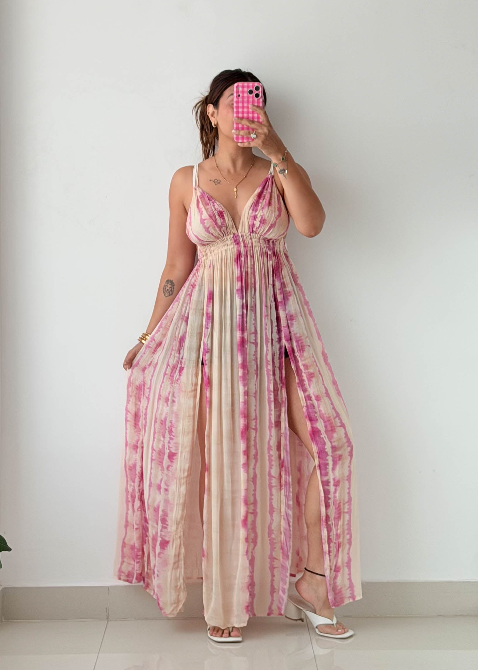 Size XS-M Pink Tie-Dye Maxi Dress
