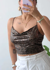Size S-M, Brown Satin Cowl Neck Top
