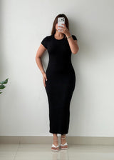 Size S-M Black Ribbed Knit Maxi Dress