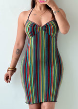 Size S-M Multicolor Stripe Knit Mini Dress