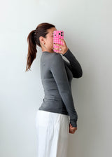 Size XS-S Charcoal Deep V-Neck Top