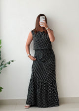 Size S-M Black Polka Dot Maxi Dress