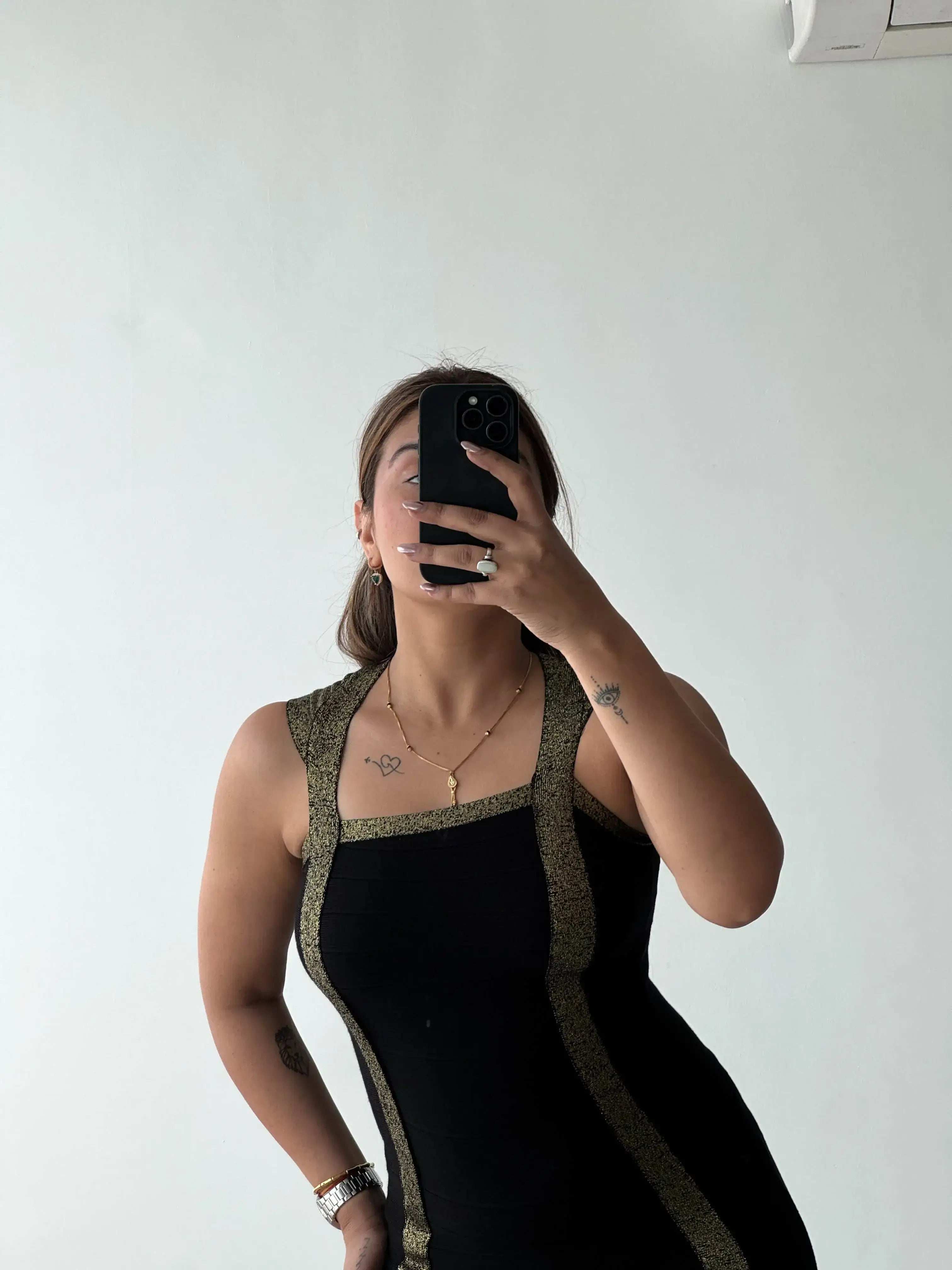 Size XS-S, Black Contrast Panel Bodycon Mini Dress