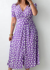 Size M-L Lilac Heart Print Midi Dress