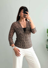 Size S-M, Animal Print Lace Detail Statement Top - Closet by Payal