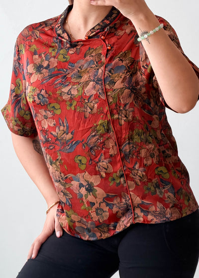 XS-S Red Floral Printed Top