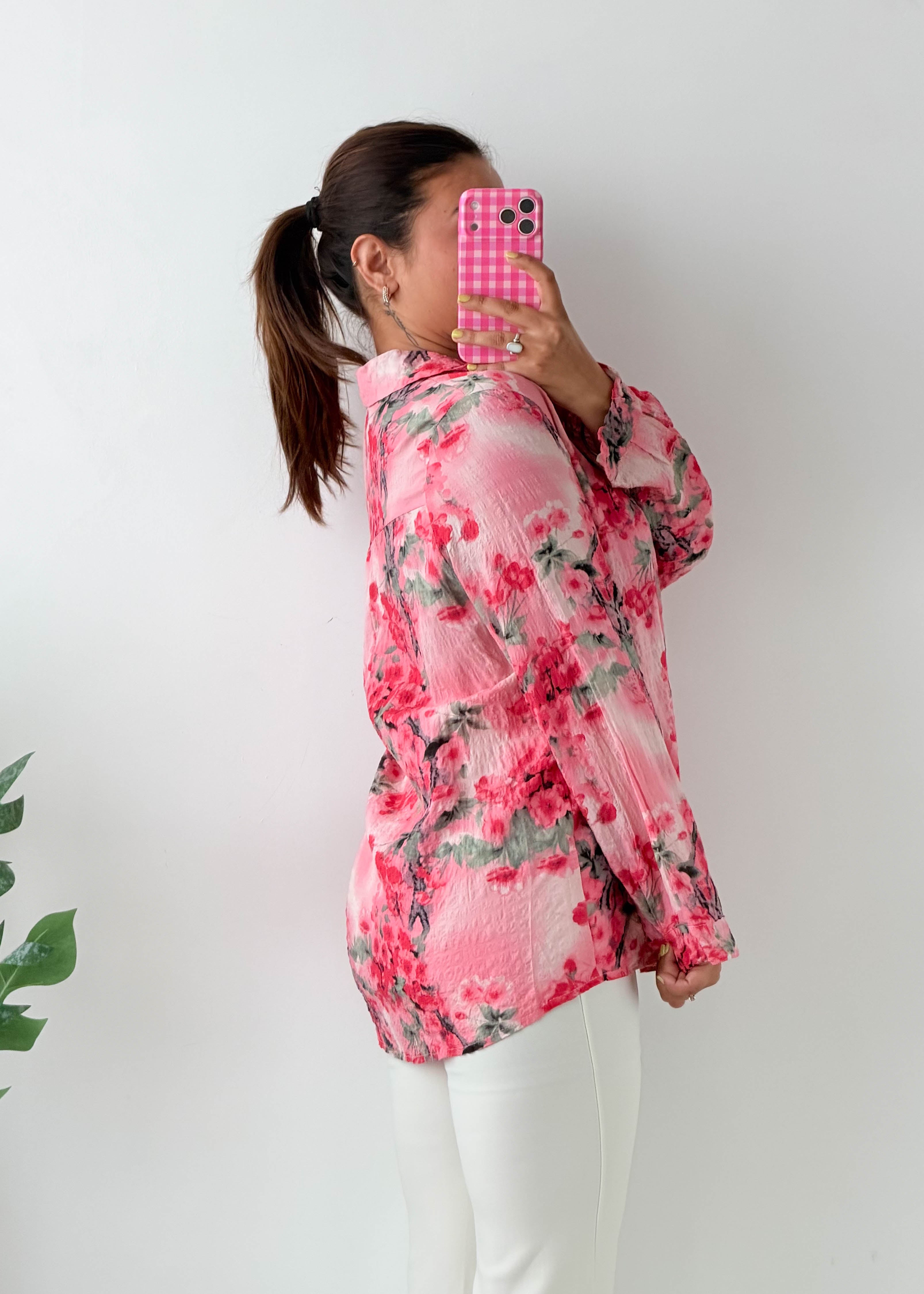 Size S-M Pink Floral Shirt