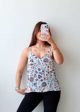 Size S-M White Blue Floral Cami Top