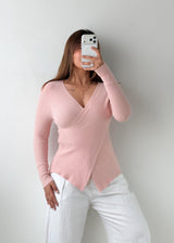 Size S-M Pink Wrap Ribbed Top