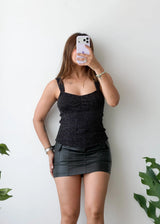 Size S-M, Black Square Neck Shimmer Top