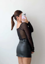 Size M-L Black Sheer Sleeve Bodysuit