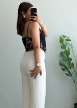 Size M-L, Black Tie Dye Asymmetrical Cami Top for Women - Closet by Payal