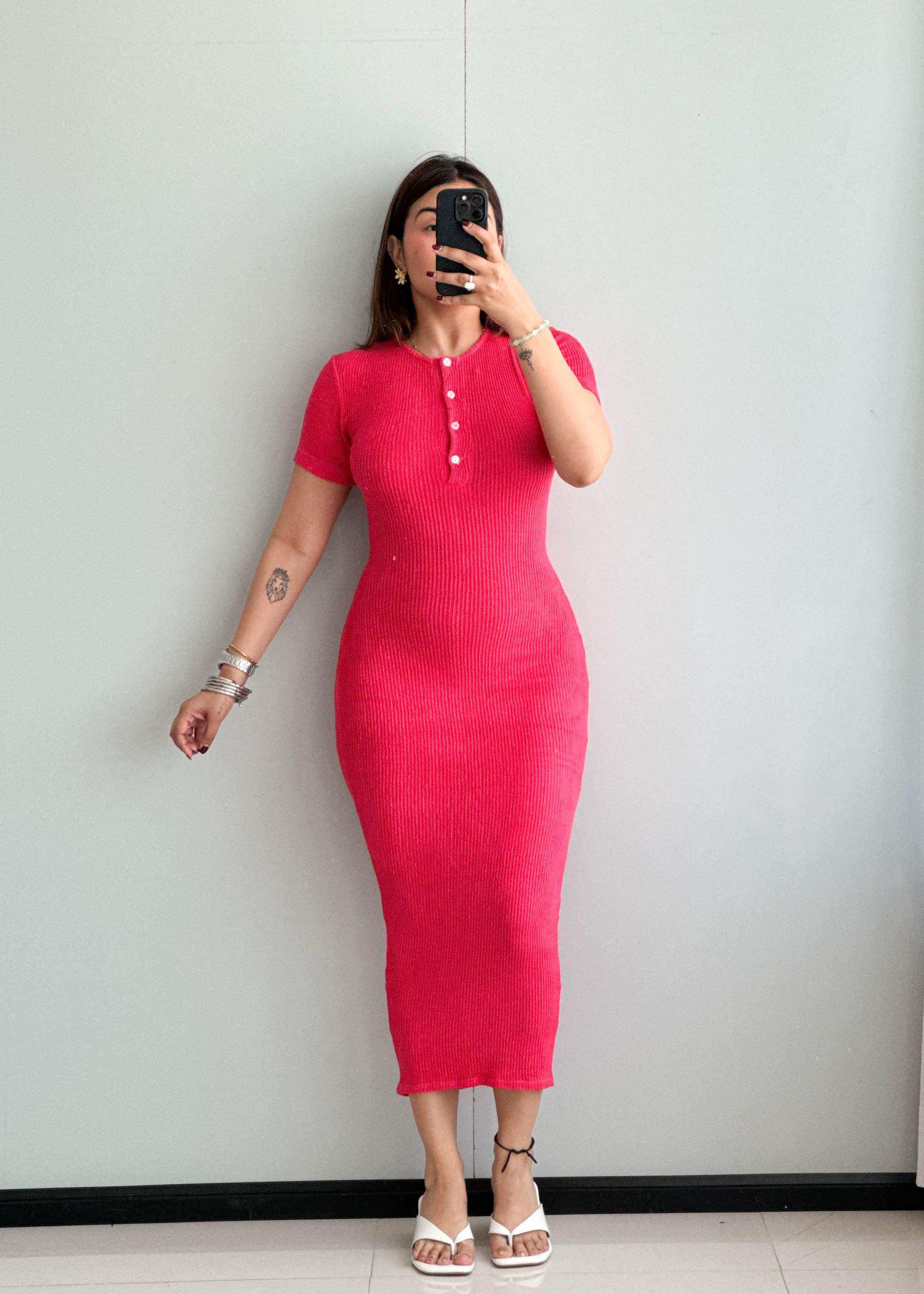 SIZE XS-S, Cotton Ribbed bodycon Dress - Closet by Payal