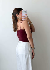 Size S-M Maroon Fuzzy Knit Camisole Top