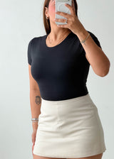 Size S-M Black Basic Round Neck Bodysuit