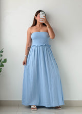 Size S-M Powder Blue Strapless Maxi Dress