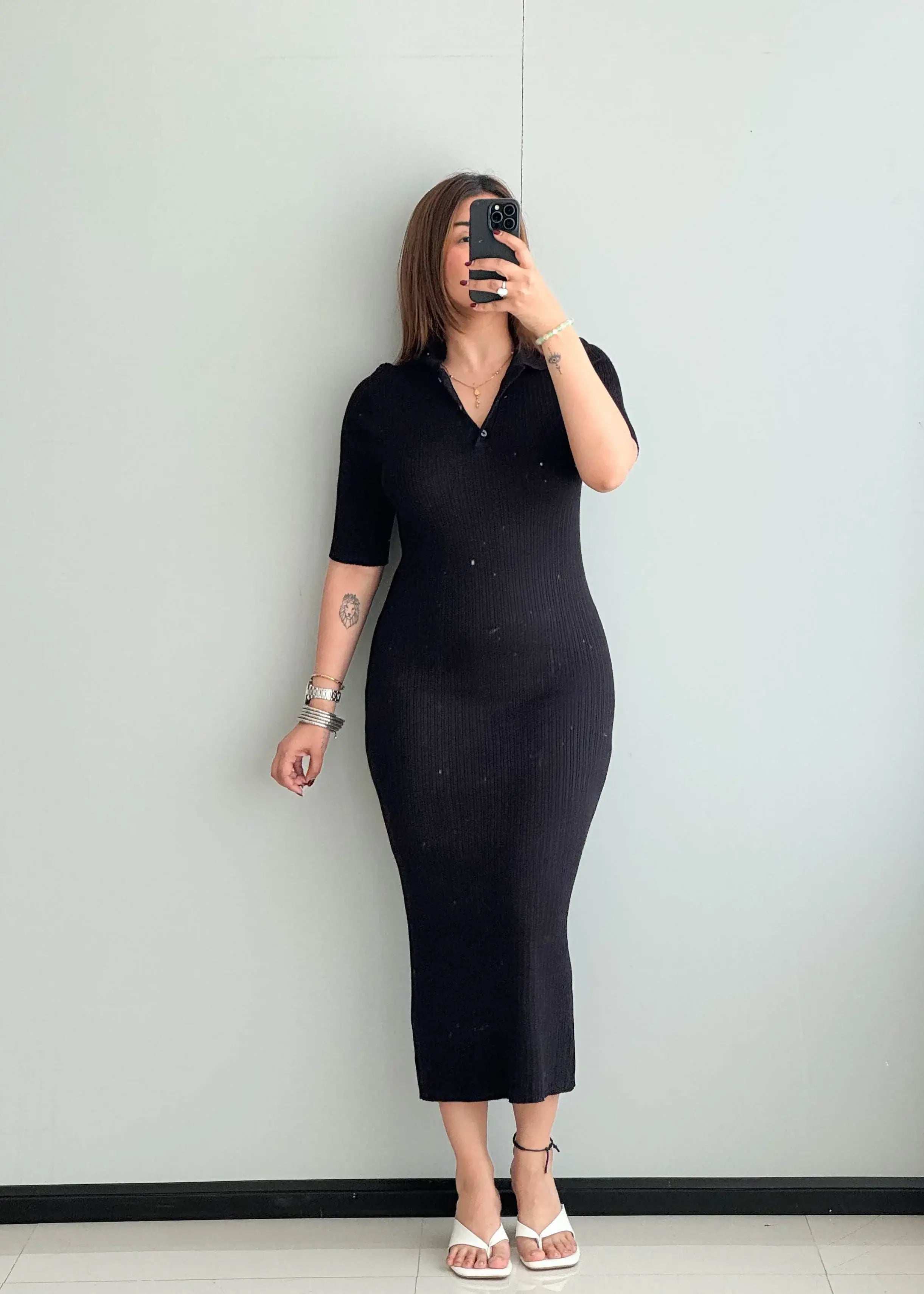 SIZE S-M, Black Bodycon Dress - Closet by Payal