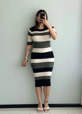 SIZE S-M, Cotton Ribbed Bodycon Dress - Closet by Payal