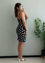 SIZE S-M, Black Daisy Print Bodycon Mini Dress - Closet by Payal