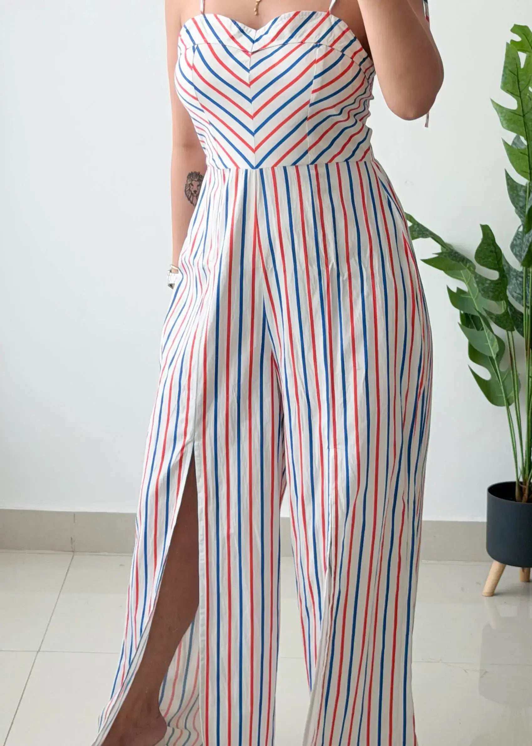 Size S-M, Multicolor Striped Jumpsuit