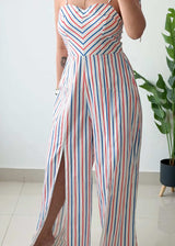 Size S-M, Multicolor Striped Jumpsuit