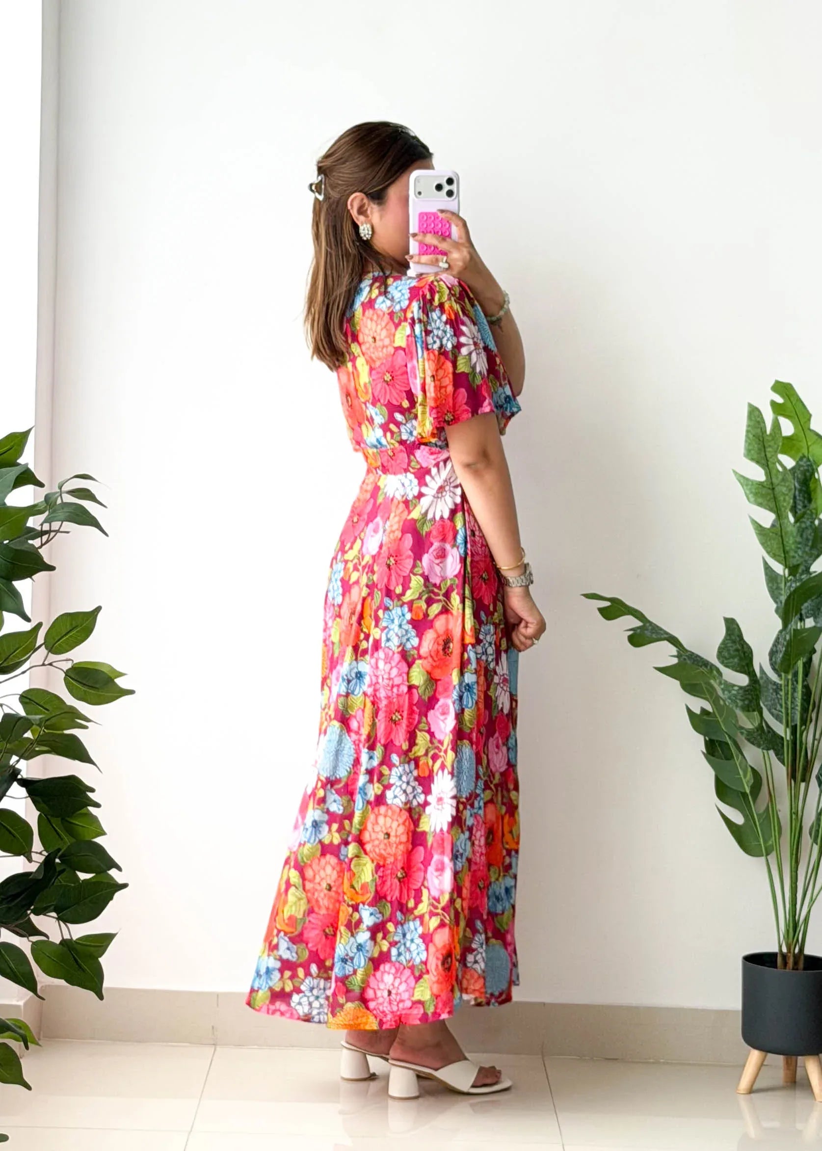 Size XS-S, Multicolor Floral Fit & Flare Dress