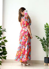 Size XS-S, Multicolor Floral Fit & Flare Dress