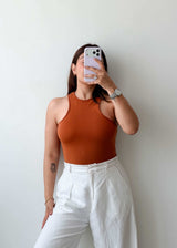 Size XS-S Rust High Neck Bodysuit