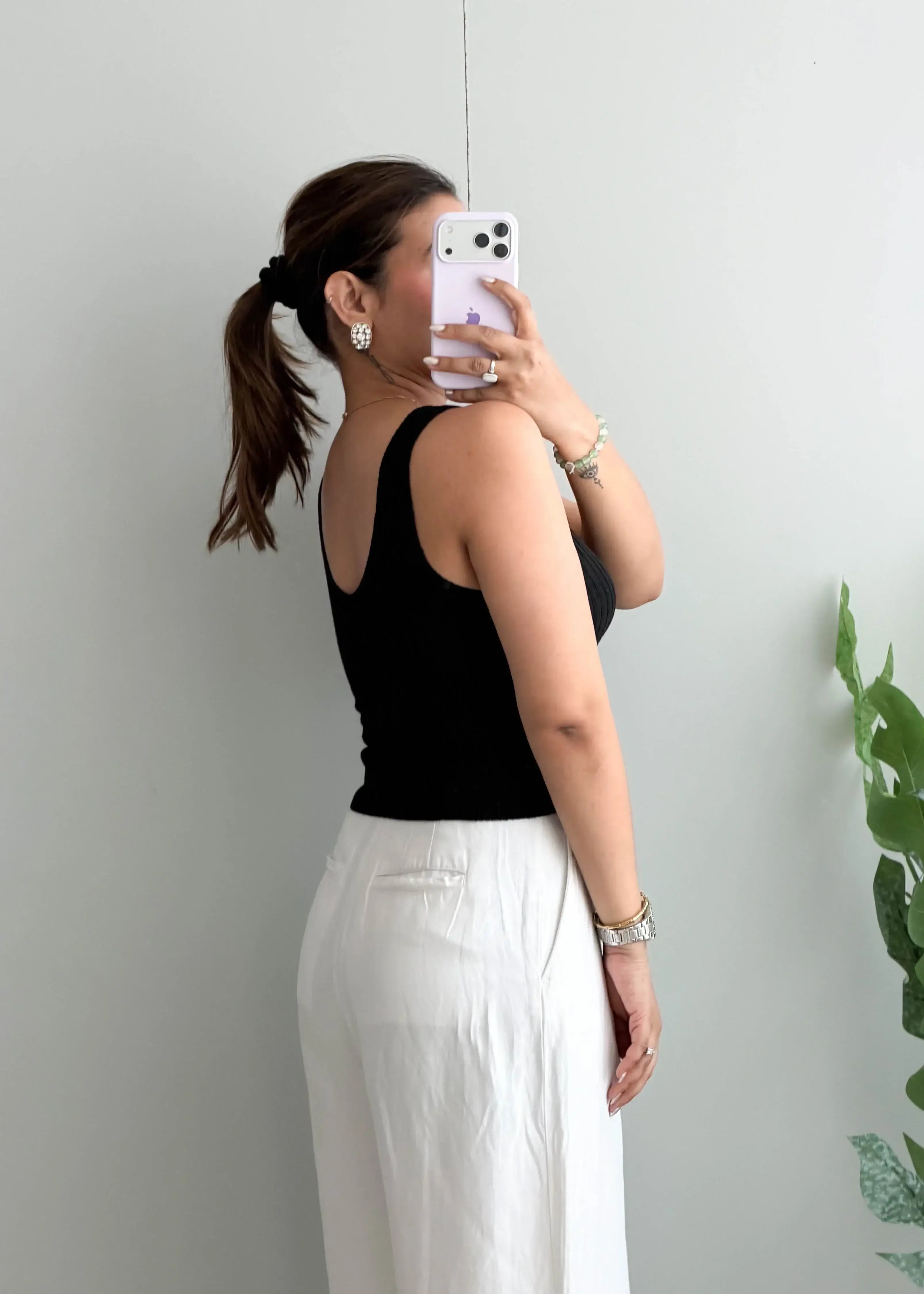 Size S-M, Black Deep Neck Tank Top - Closet by Payal