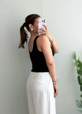 Size S-M, Black Deep Neck Tank Top - Closet by Payal