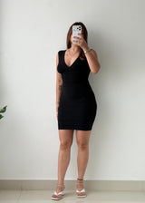 Size XS-S Black Bandage Ribbed Mini Dress