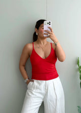 Size S-M, Red Wrap Style Camisole Top - Closet by Payal