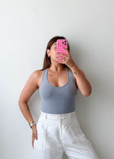 Size XS-S Grey Racerback Bodysuit