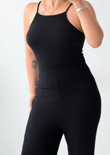 Size XS-S Black Sleeveless Ribbed Jumpsuit