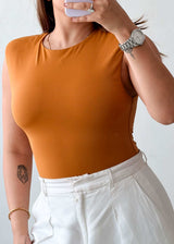 Size M Burnt Orange Shoulder Pad Bodysuit