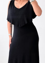 Size S-M Black Cape Sleeve Maxi Dress