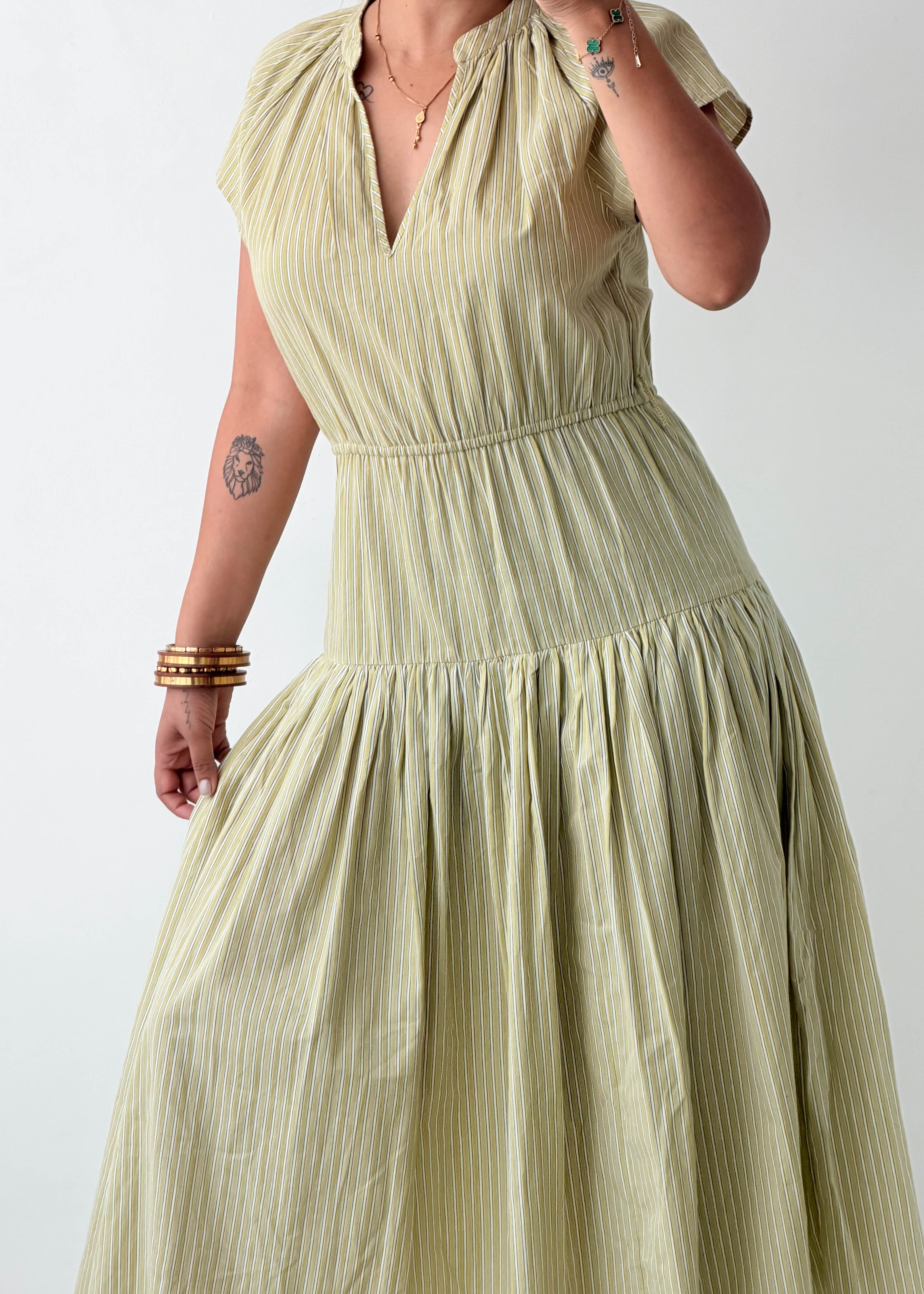 Size S-M Sage Green Tiered Midi Dress