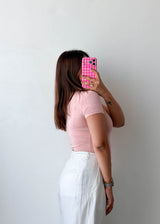 Size XS-S Blush Pink Crew Neck Bodysuit