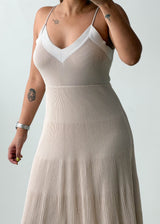Size S-M Cream Pleated Knit Maxi Dress