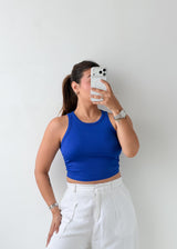 Size S-M Royal Blue High Neck Crop Top
