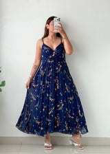 Size S-M Navy Floral Maxi Dress